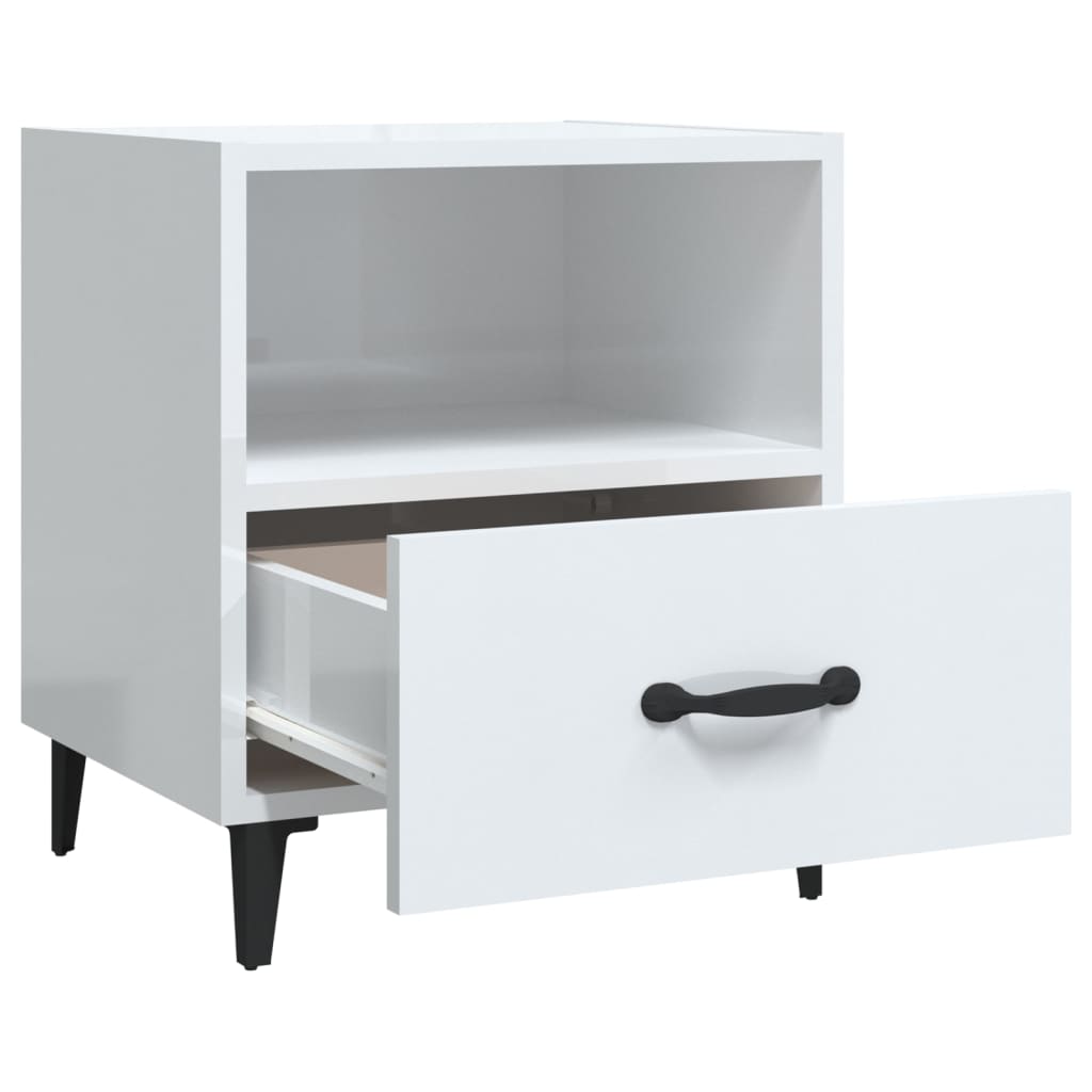 vidaXL Bedside Cabinet High Gloss White Engineered Wood