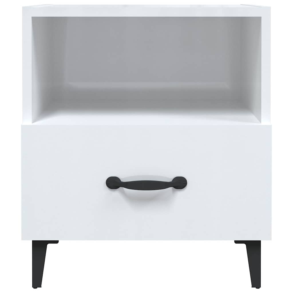 Bedside Cabinets 2 pcs High Gloss White Engineered Wood