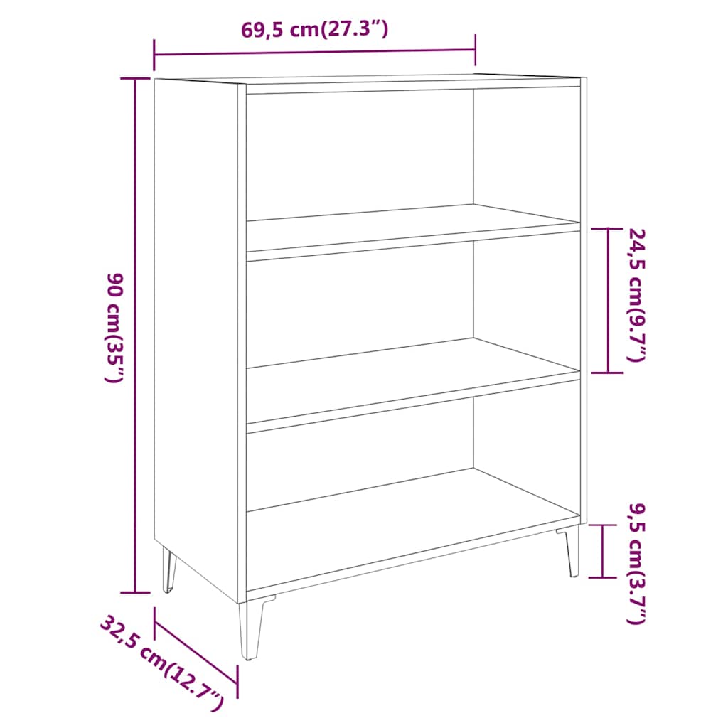 Sideboard White 69,5x32,5x90 cm Engineered Wood