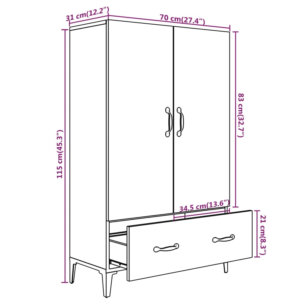 Highboard | White | Engineered wood | Tall | Highboard | Rectangular