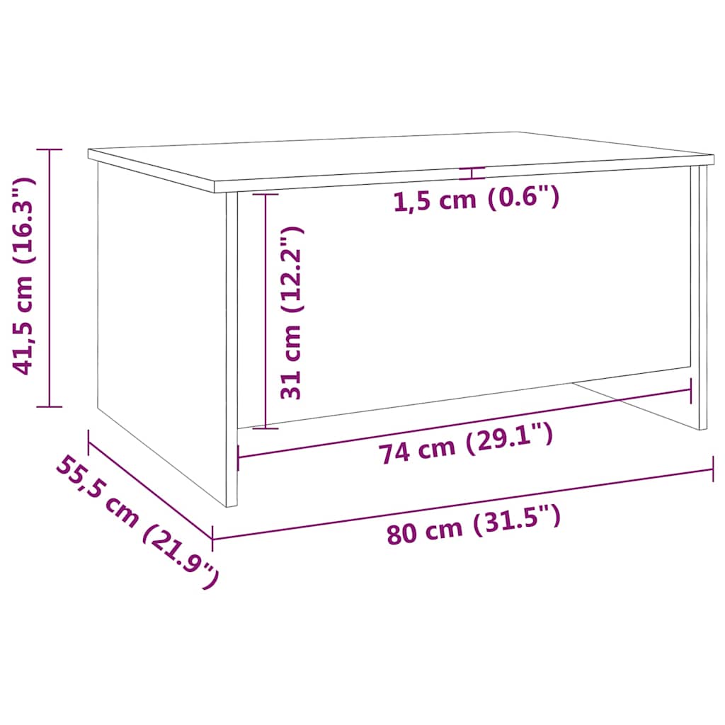 Coffee Table Grey Sonoma 80x55,5x41,5 cm Engineered Wood