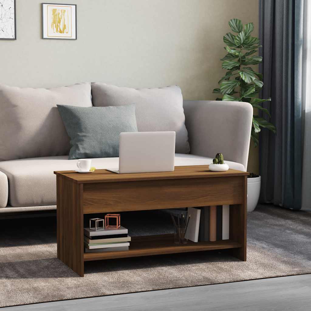Coffee Table Brown Oak 102x50x52,5 cm Engineered Wood