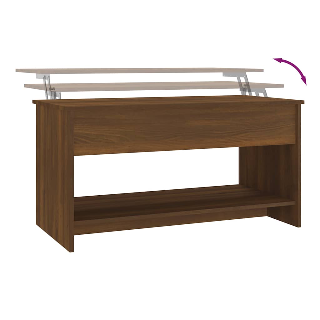 Coffee Table Brown Oak 102x50x52,5 cm Engineered Wood