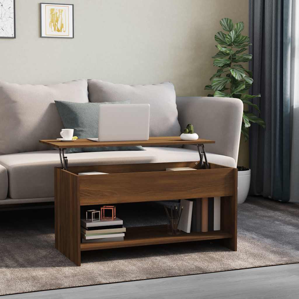 Coffee Table Brown Oak 102x50x52,5 cm Engineered Wood