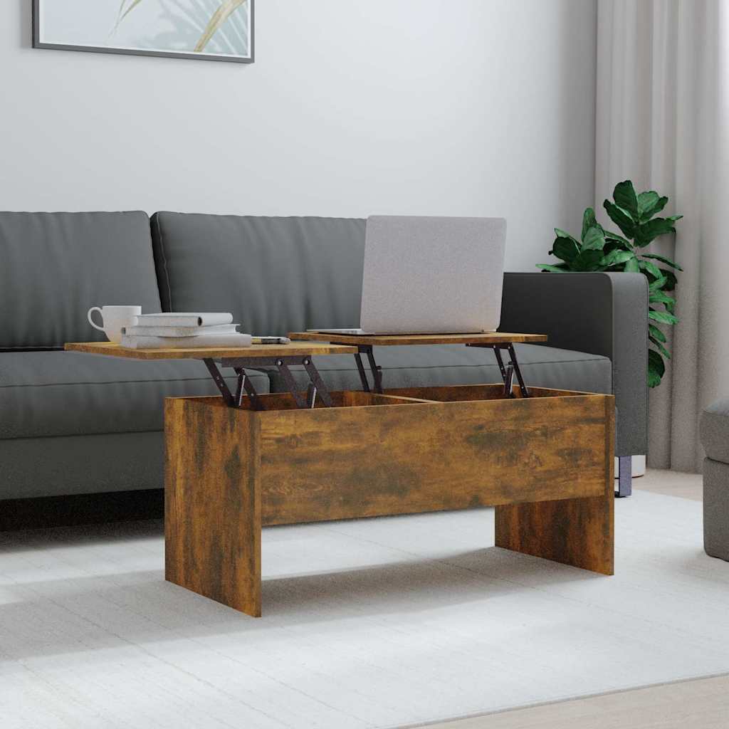 Coffee Table Smoked Oak 102x50,5x46,5 cm Engineered Wood