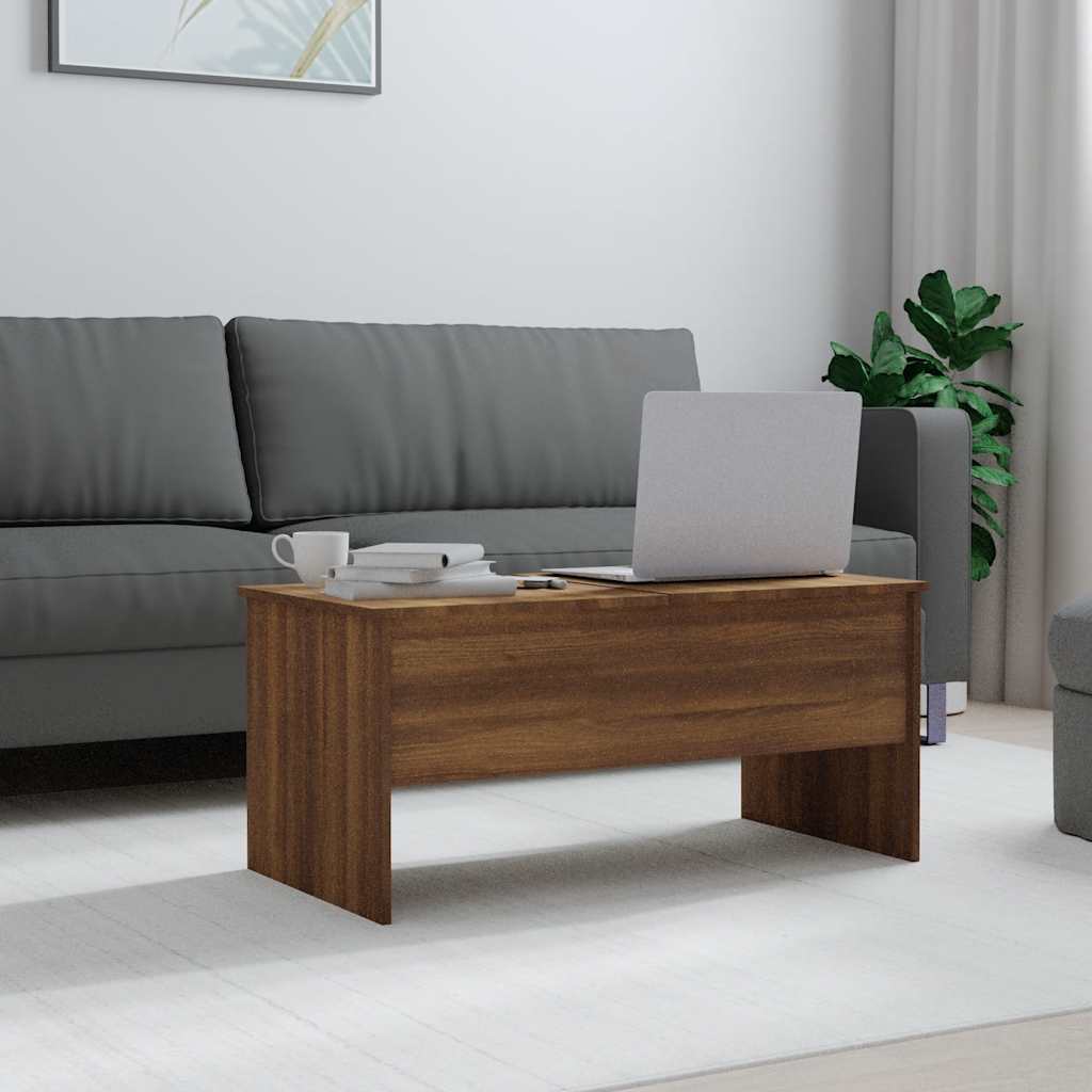 Coffee Table Brown Oak 102x50,5x46,5 cm Engineered Wood