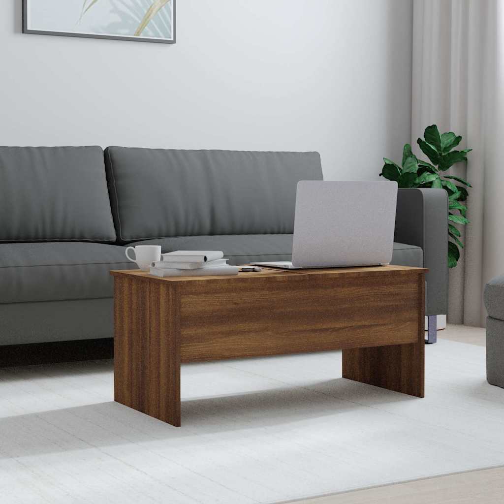 Coffee Table Brown Oak 102x50,5x46,5 cm Engineered Wood