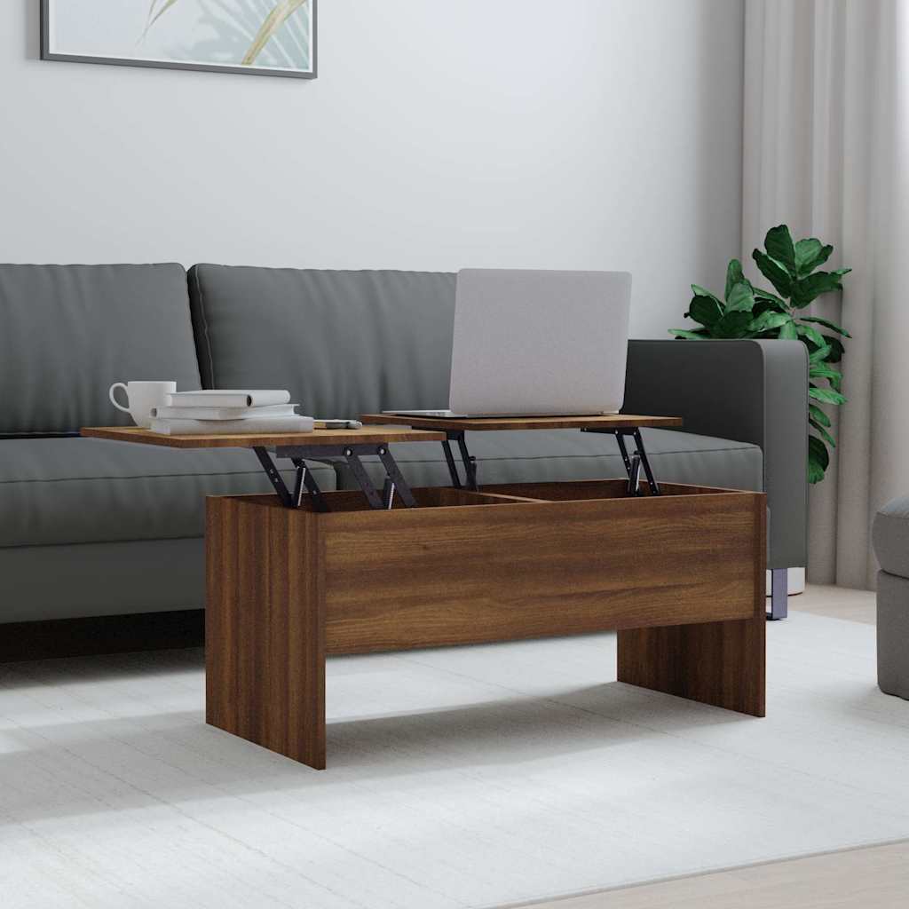 Coffee Table Brown Oak 102x50,5x46,5 cm Engineered Wood