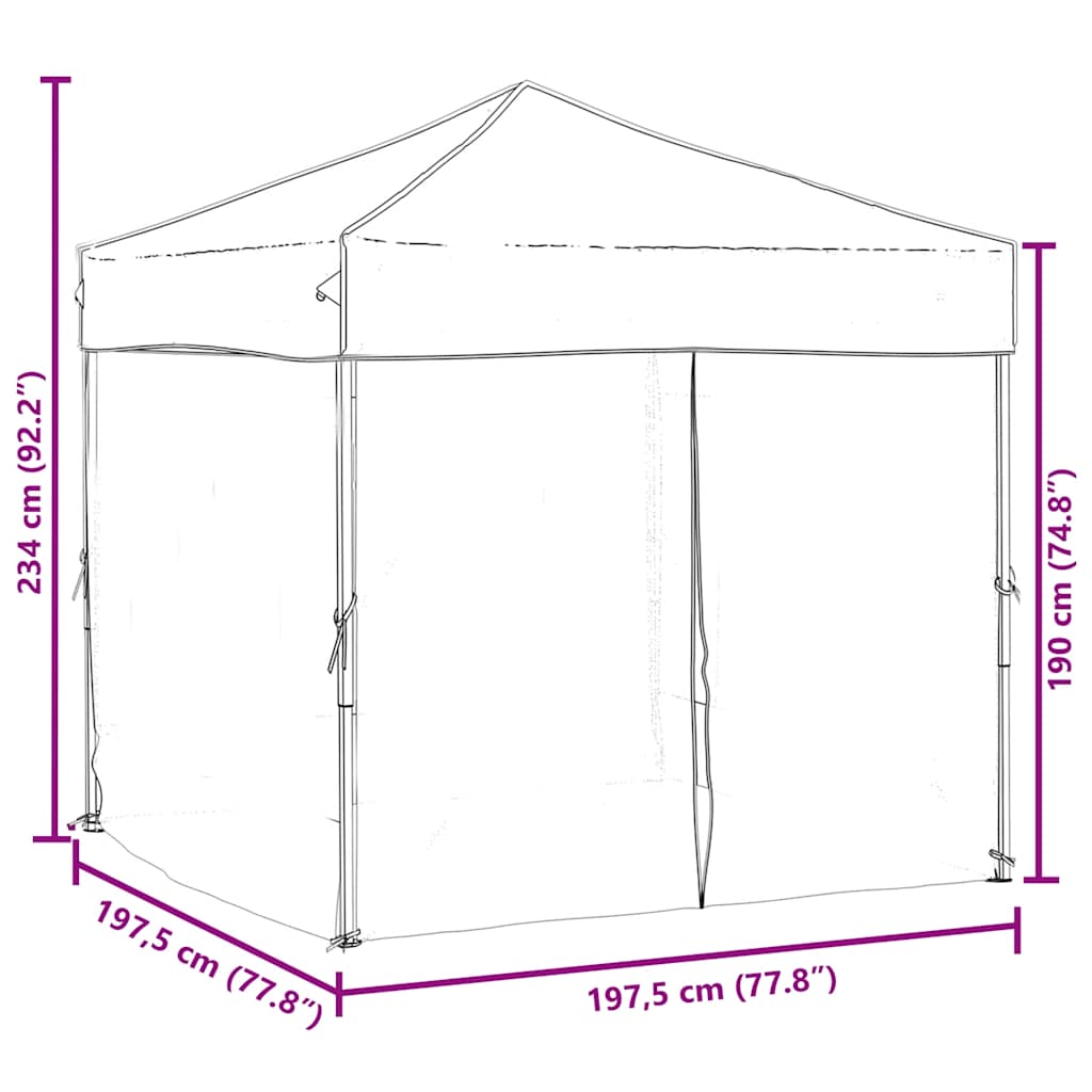 Folding Party Tent with Sidewalls Blue 2x2 m