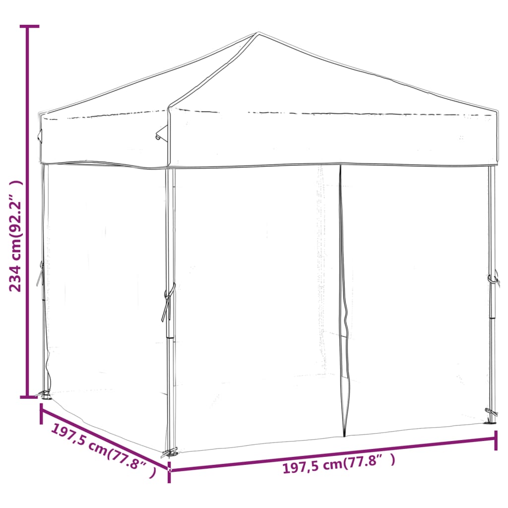 Tente de réception pliante avec parois latérales crème 2x2 m