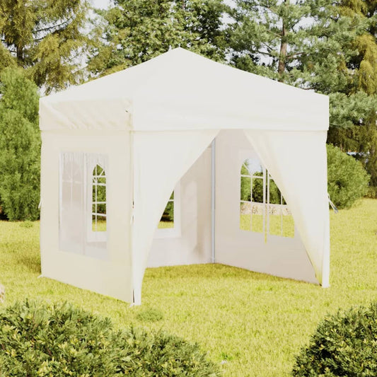 vidaXL Folding Party Tent with Sidewalls Cream 2x2 m