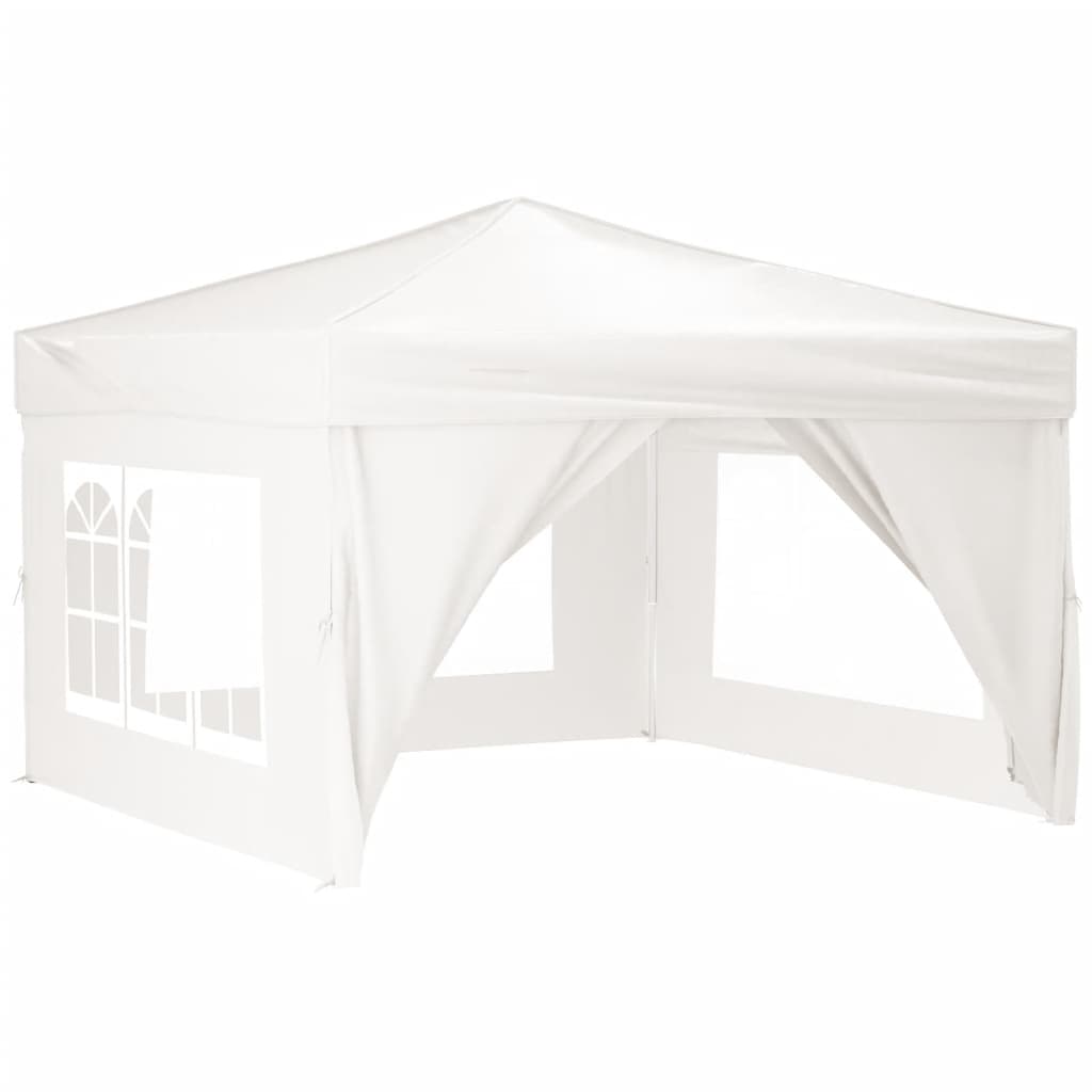 vidaXL Folding Party Tent with Sidewalls White 3x3 m