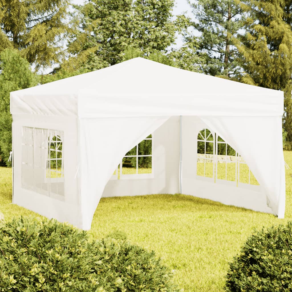 vidaXL Folding Party Tent with Sidewalls White 3x3 m