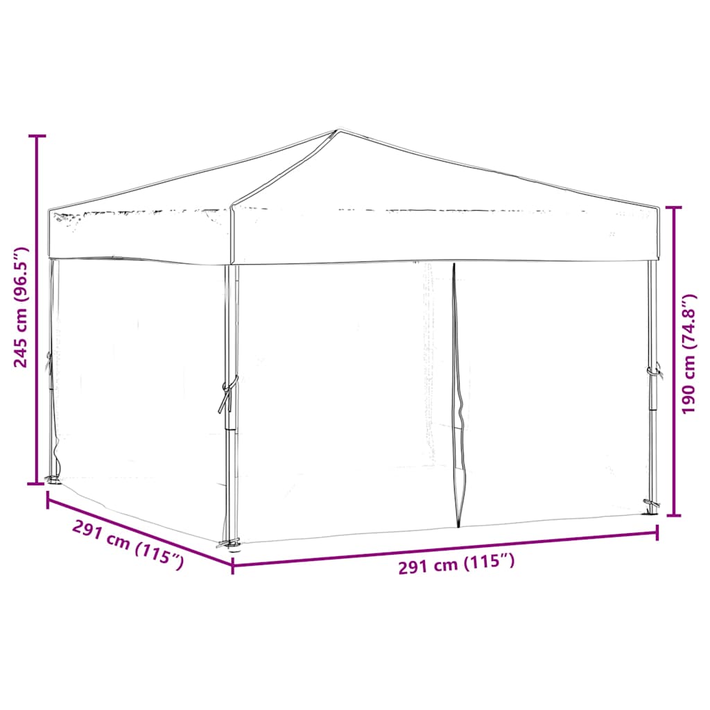 Folding Party Tent with Sidewalls Black 3x3 m