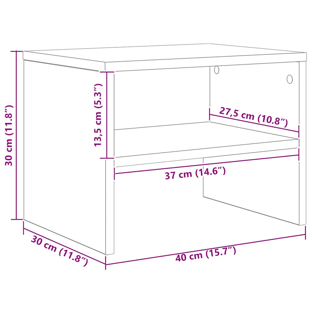 Bedside Cabinet Smoked Oak 40x30x30 cm Engineered Wood