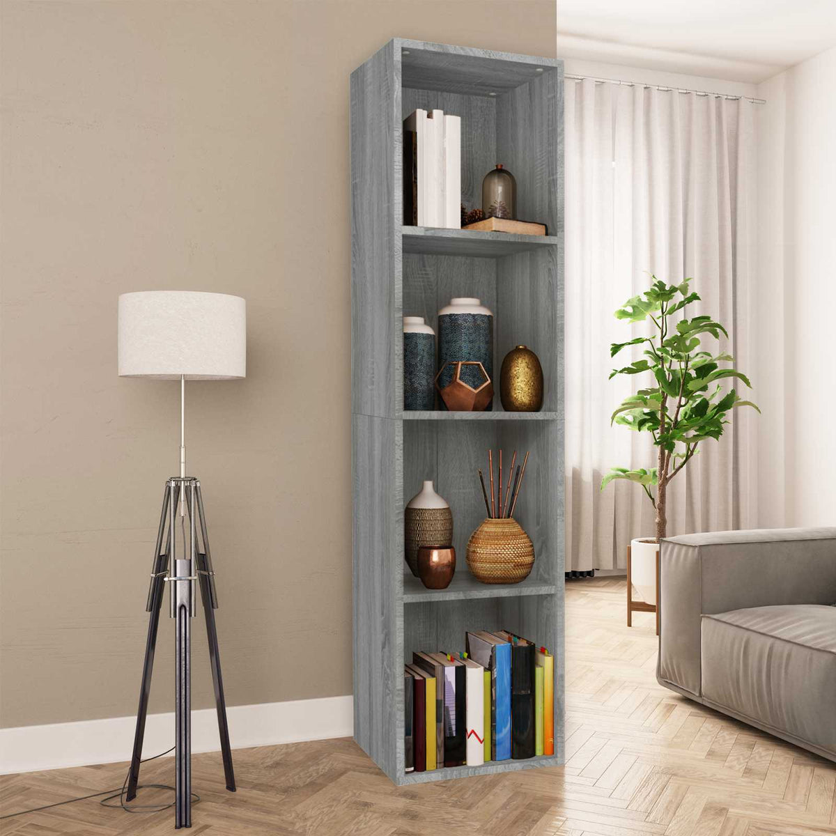 Book Cabinet/TV Cabinet Grey Sonoma 36x30x143cm Engineered Wood
