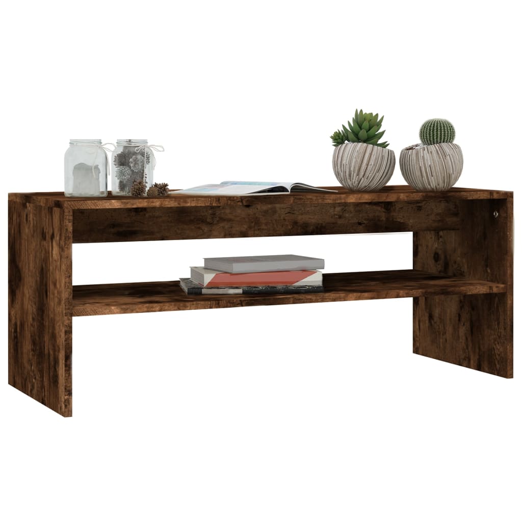 Coffee Table Smoked Oak 100x40x40 cm Engineered Wood