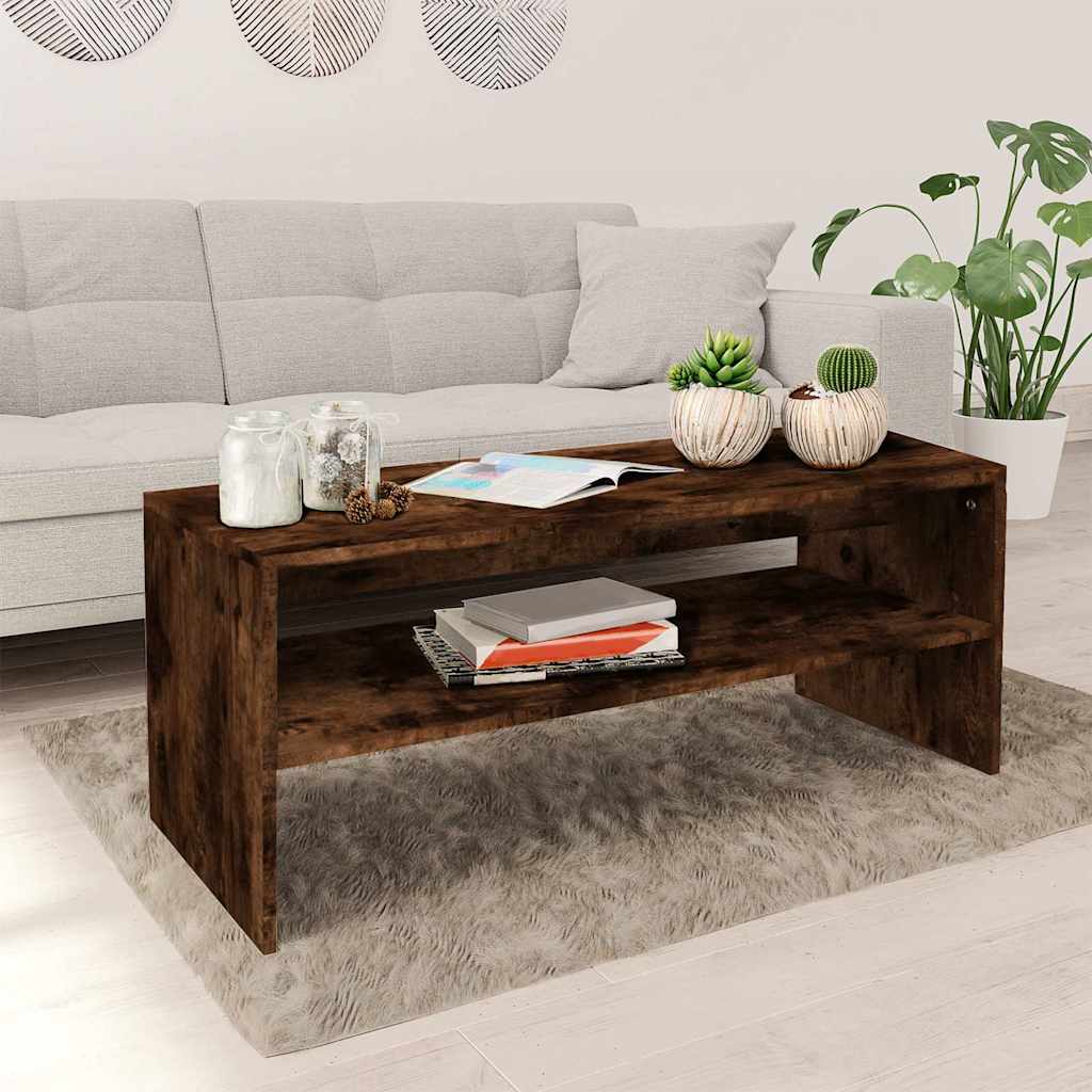 Coffee Table Smoked Oak 100x40x40 cm Engineered Wood