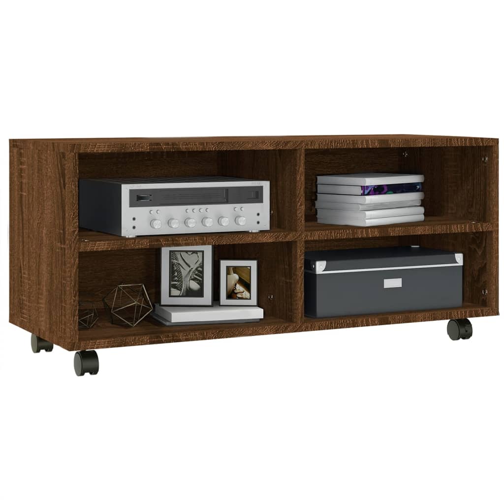 vidaXL TV Cabinet with Castors Brown Oak 90x35x35 cm Engineered Wood