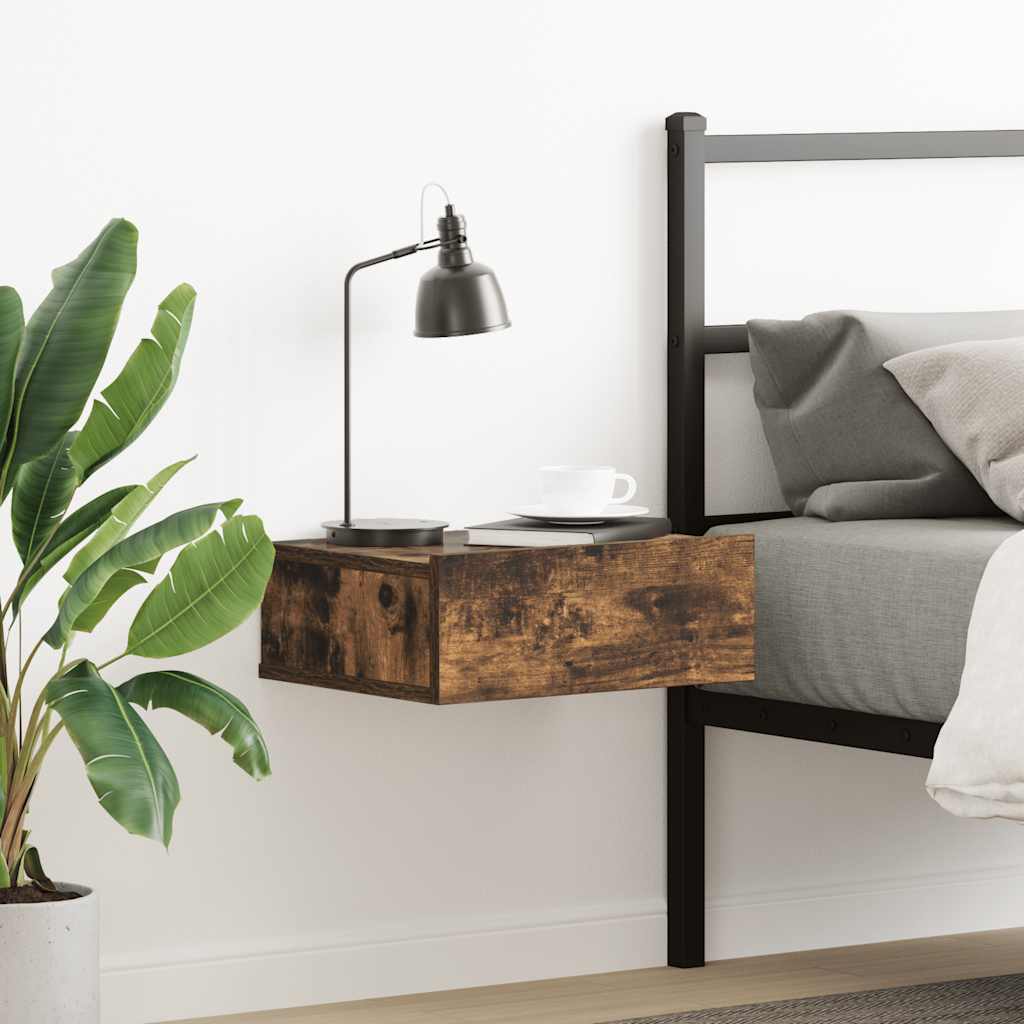 Floating Nightstand Smoked Oak 40x30x15 cm Engineered Wood