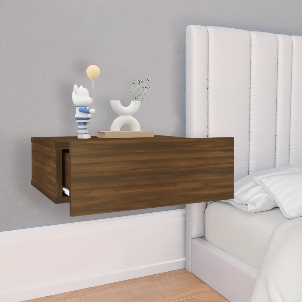 vidaXL Floating Nightstands 2 pcs Brown Oak 40x30x15cm Engineered Wood