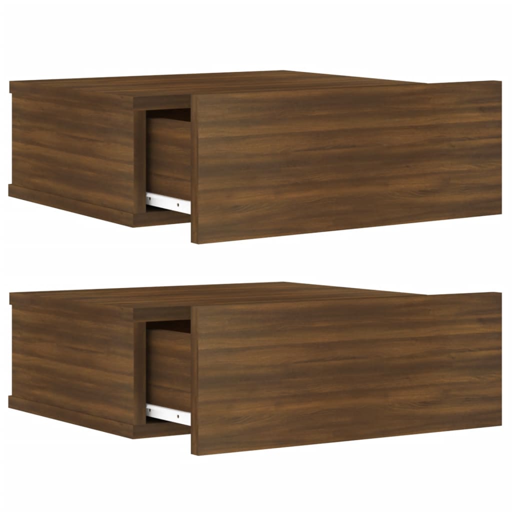 vidaXL Floating Nightstands 2 pcs Brown Oak 40x30x15cm Engineered Wood