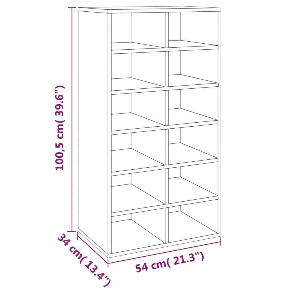 Shoe Rack Grey Sonoma 54x34x100.5 cm Engineered Wood
