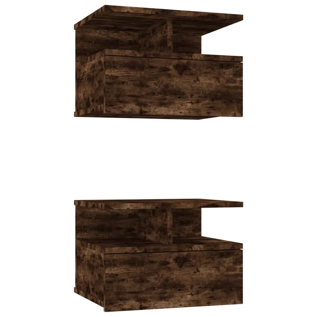 Floating Nightstand 2 pcs Smoked Oak 40x31x27 cm Engineered Wood