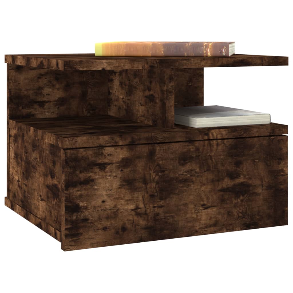 Floating Nightstand 2 pcs Smoked Oak 40x31x27 cm Engineered Wood