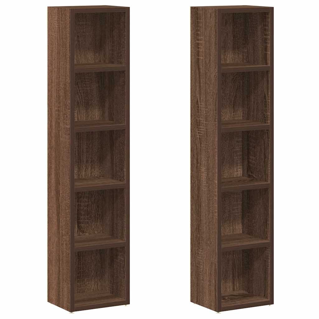 vidaXL CD Cabinets 2 pcs Brown Oak 21x16x93.5 cm Engineered Wood