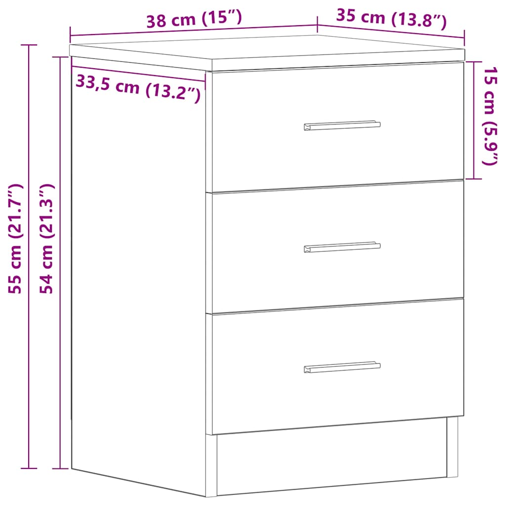 Bedside Cabinet Smoked Oak 38x35x56 cm Engineered Wood