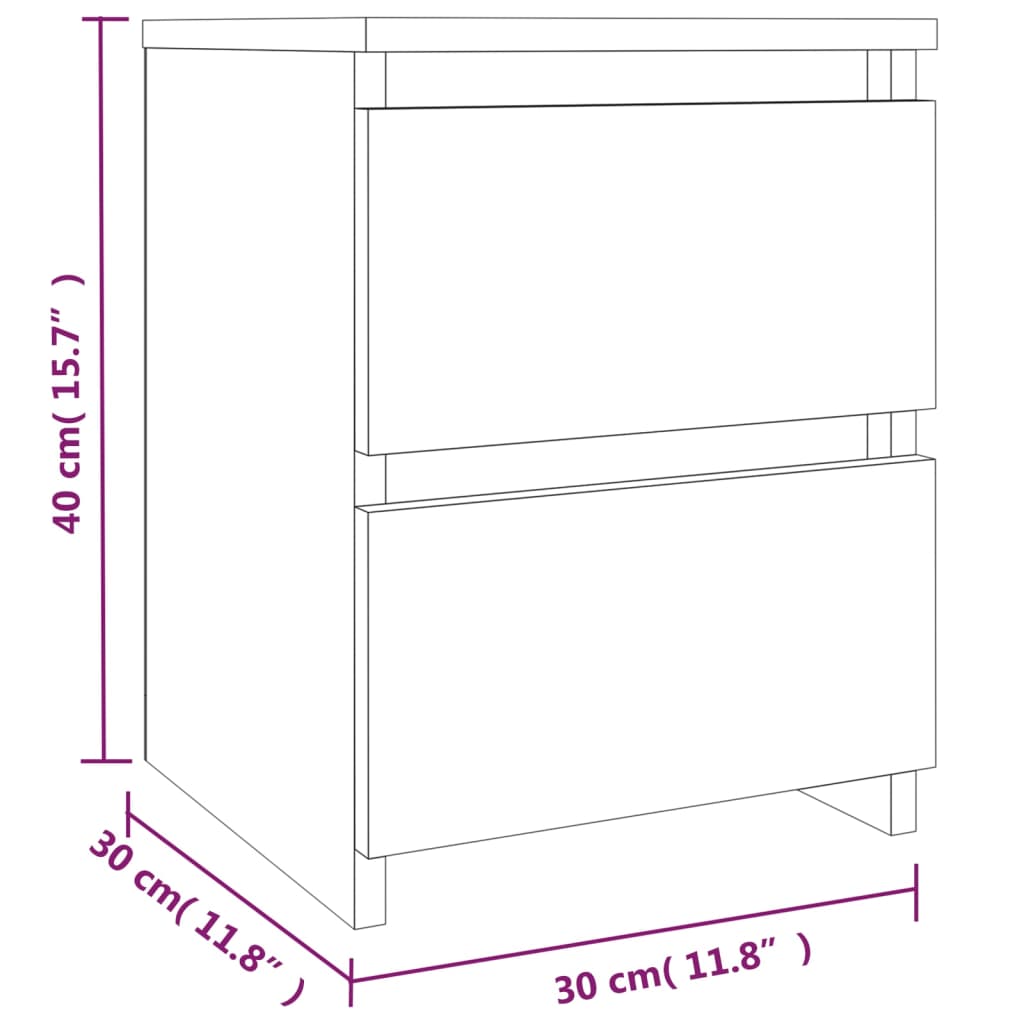 Bedside Cabinets 2 pcs Grey Sonoma 30x30x40 cm Engineered Wood