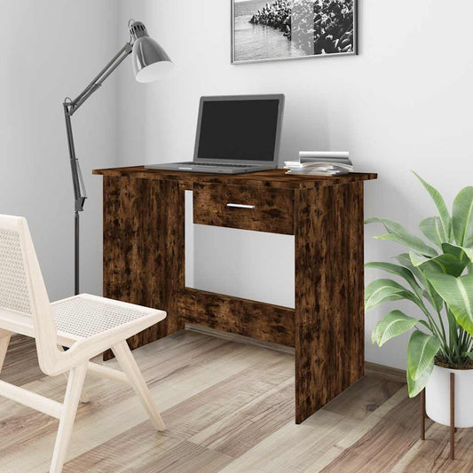 Desk Smoked Oak 100x50x76 cm Engineered Wood