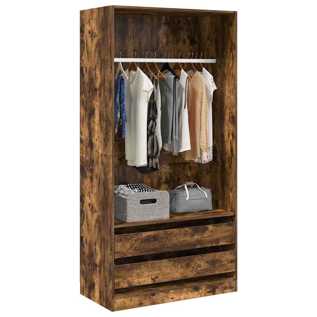 Wardrobe Smoked Oak 100x50x200 cm Engineered Wood