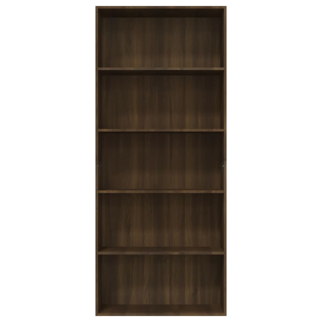 vidaXL 5-Tier Book Cabinet Brown Oak 80x30x189 cm Engineered Wood