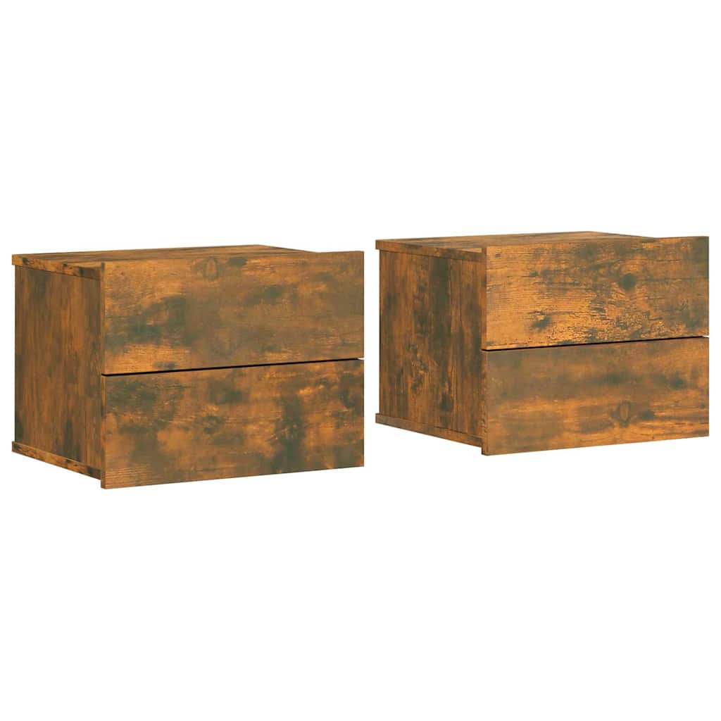 Bedside Cabinets 2 pcs Smoked Oak 40x30x30 cm Engineered Wood