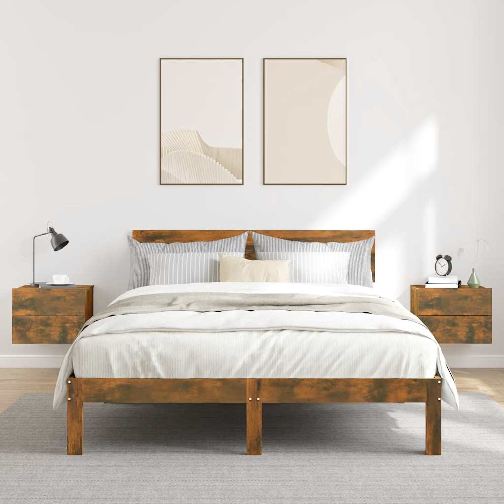 Bedside Cabinets 2 pcs Smoked Oak 40x30x30 cm Engineered Wood