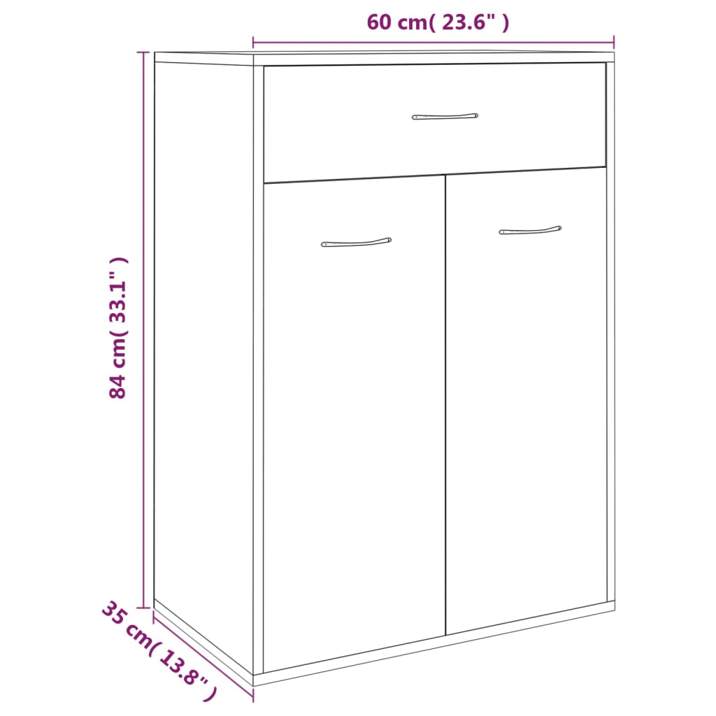 Shoe Cabinet Grey Sonoma 60x35x84 cm Engineered Wood