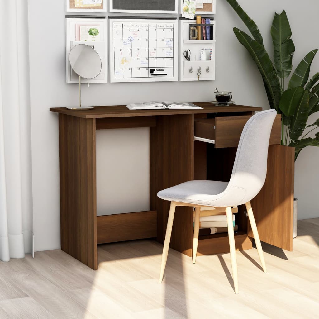 vidaXL Desk Brown Oak 100x50x76 cm Engineered Wood