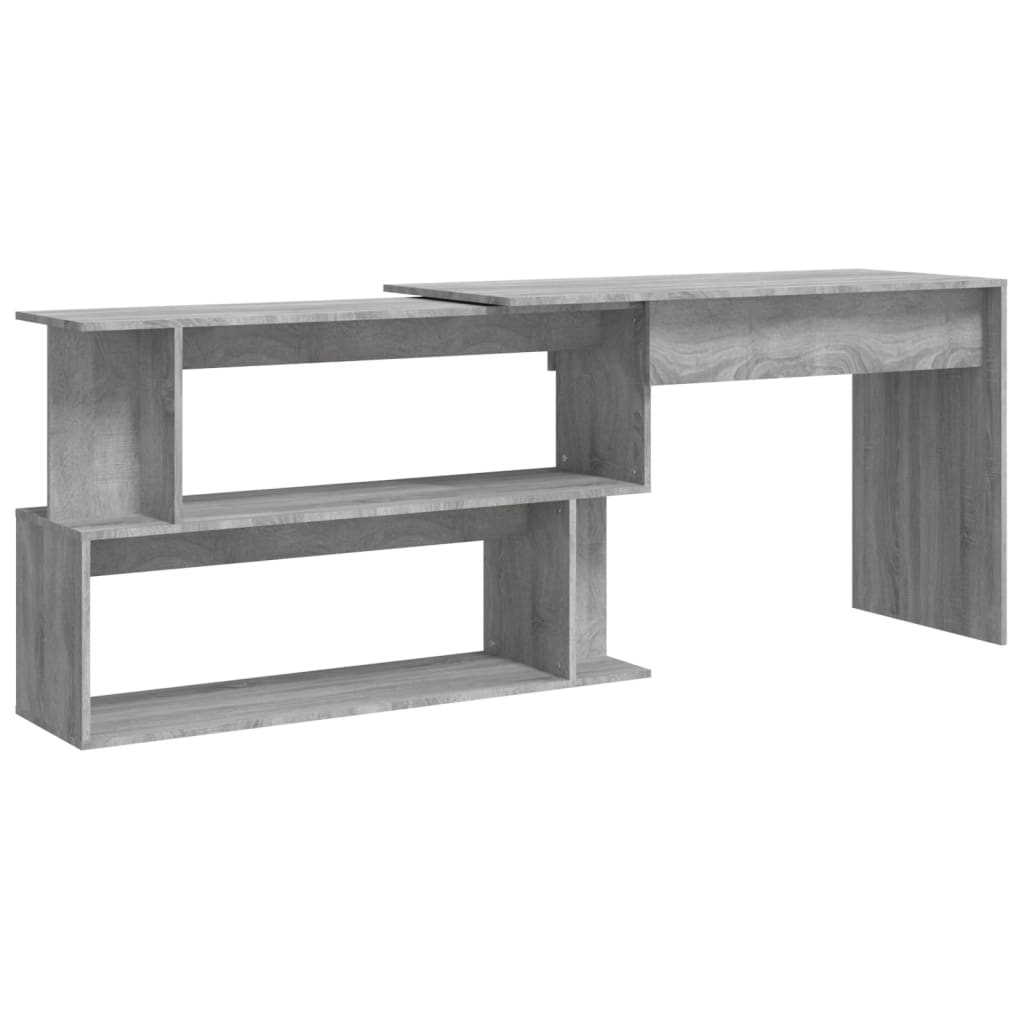 vidaXL Corner Desk Grey Sonoma 200x50x76 cm Engineered Wood