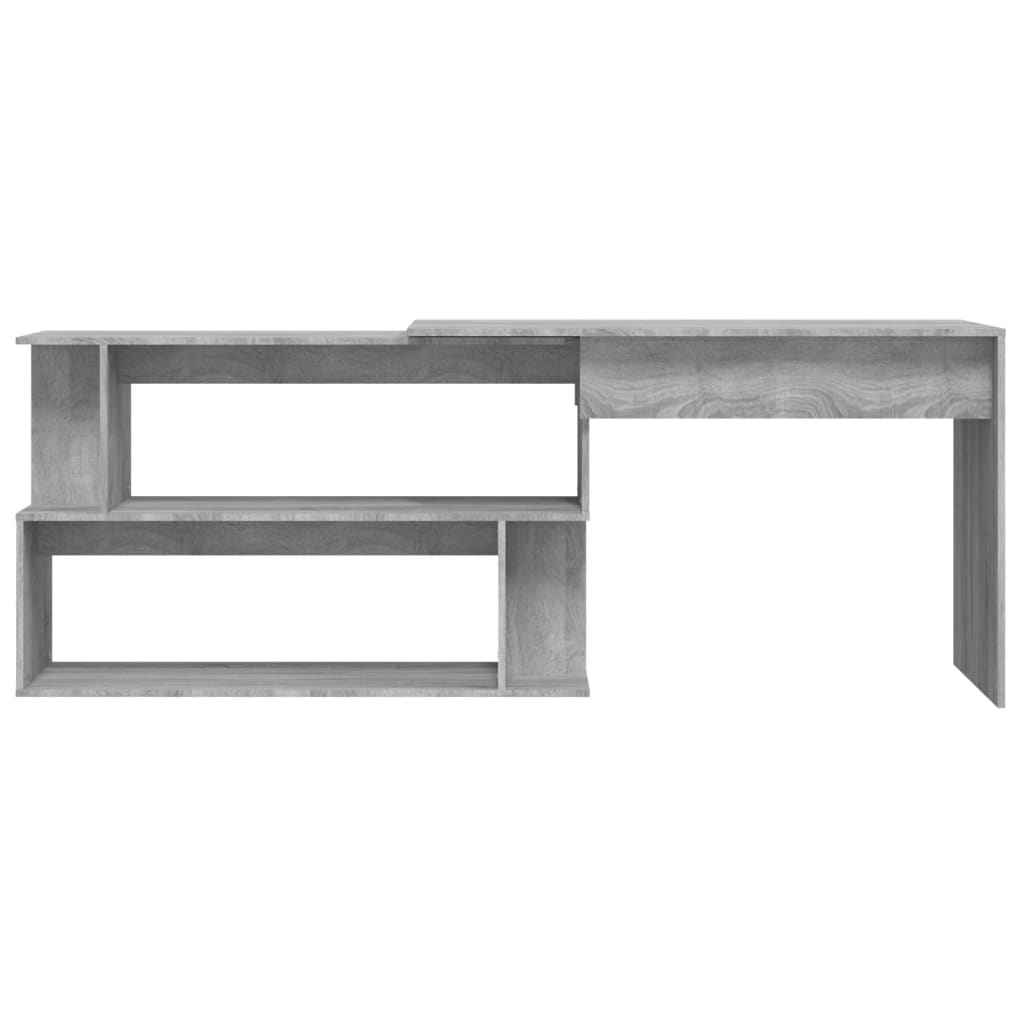 vidaXL Corner Desk Grey Sonoma 200x50x76 cm Engineered Wood