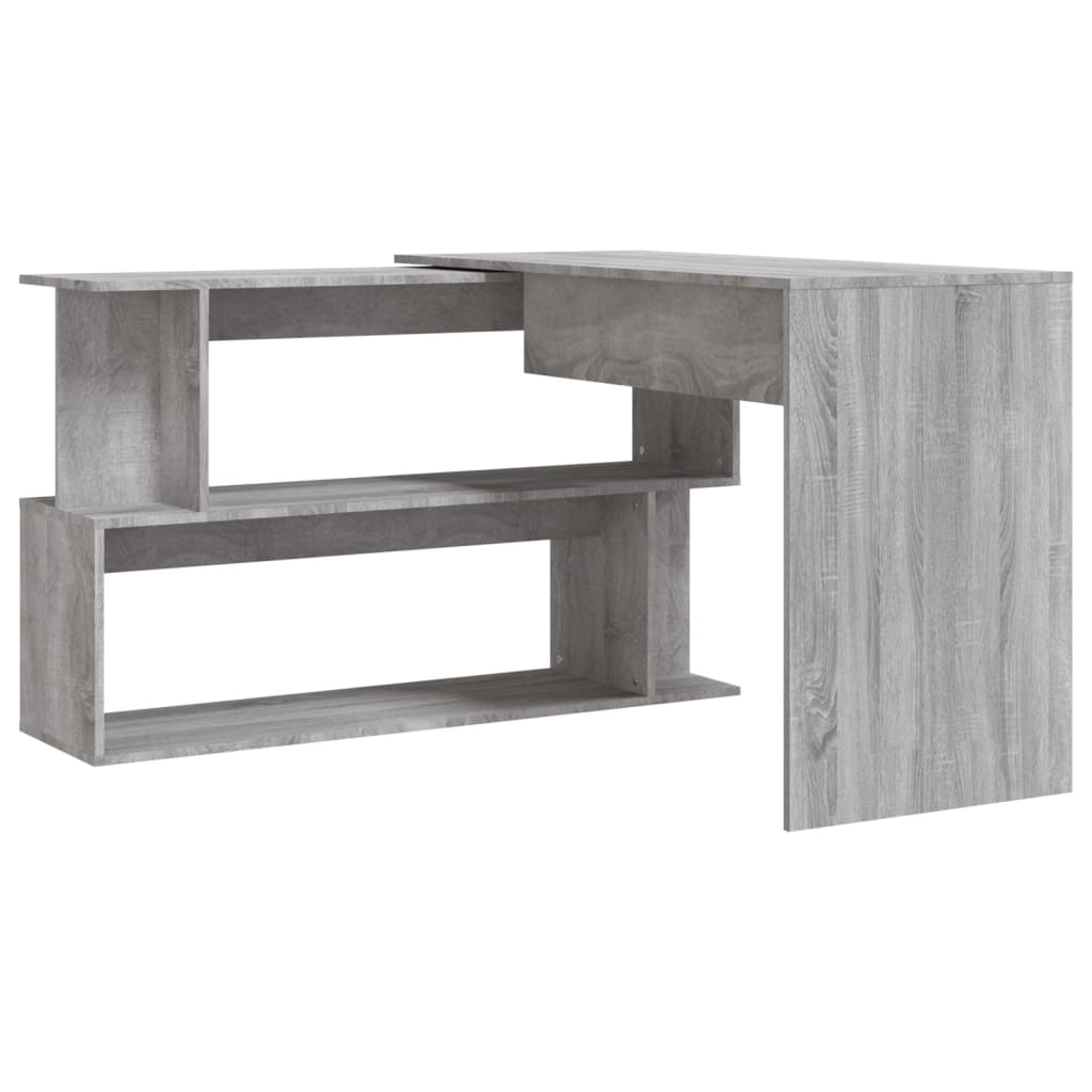 vidaXL Corner Desk Grey Sonoma 200x50x76 cm Engineered Wood