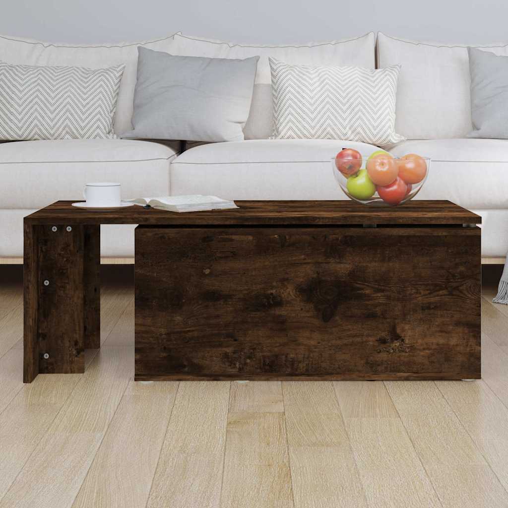 Coffee Table Smoked Oak 150x50x35 cm Engineered Wood