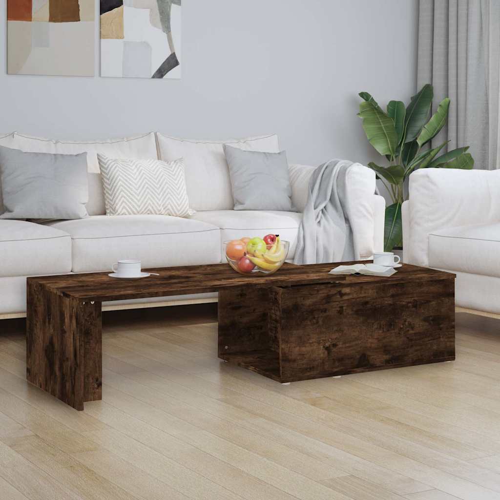 Coffee Table Smoked Oak 150x50x35 cm Engineered Wood