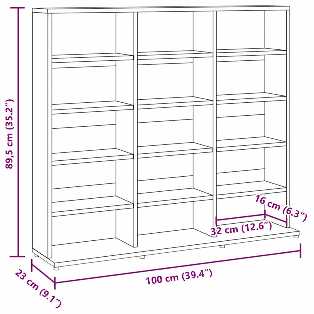 CD Cabinet Smoked Oak 100x23x89.5 cm Engineered Wood