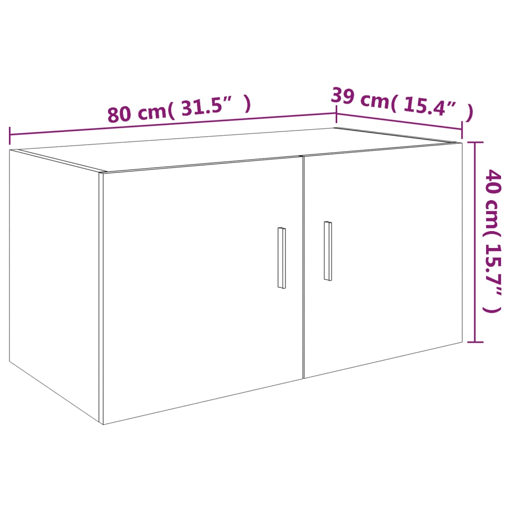 vidaXL Wall Mounted Cabinet Brown Oak 80x39x40 cm Engineered Wood