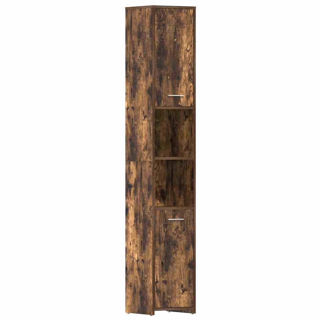815519 vidaXL Bathroom Cabinet Smoked Oak 30x30x183,5 cm Engineered Wood
