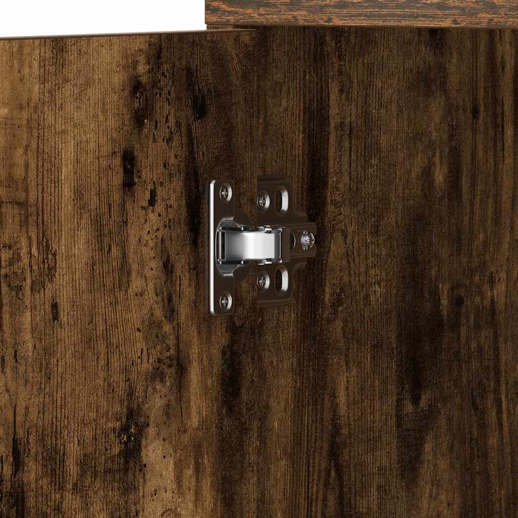 815519 vidaXL Bathroom Cabinet Smoked Oak 30x30x183,5 cm Engineered Wood