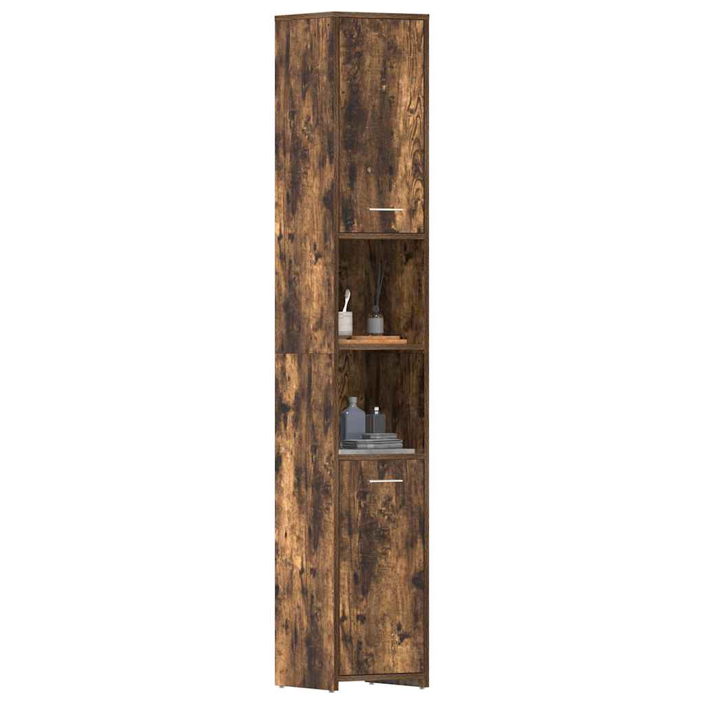 815519 vidaXL Bathroom Cabinet Smoked Oak 30x30x183,5 cm Engineered Wood