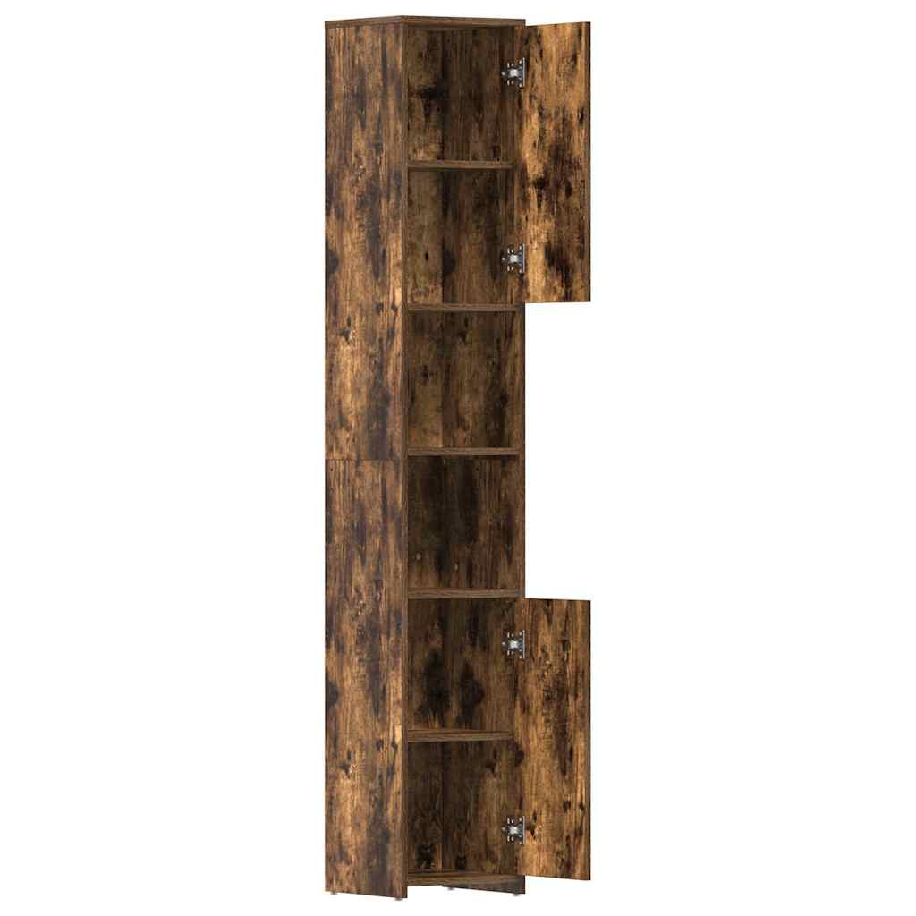 815519 vidaXL Bathroom Cabinet Smoked Oak 30x30x183,5 cm Engineered Wood